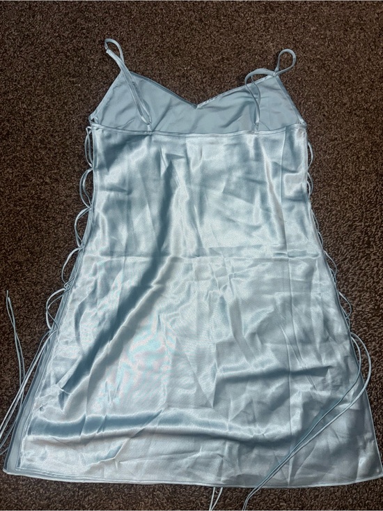 Victoria's Secret Other - Victoria’s Secret Satin Slip Dress with Side Lace-Up Straps - Light Blue